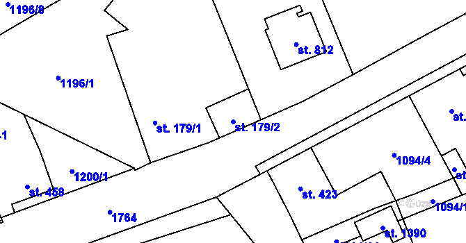 Parcela st. 179/2 v KÚ Hluboká nad Vltavou, Katastrální mapa