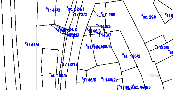 Parcela st. 186/4 v KÚ Hluboká nad Vltavou, Katastrální mapa