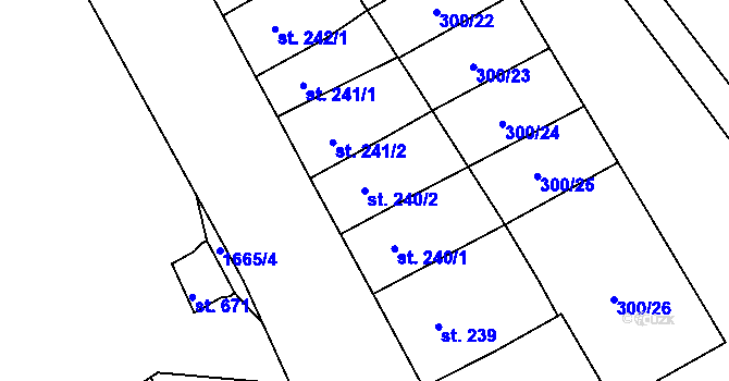 Parcela st. 240/2 v KÚ Hluboká nad Vltavou, Katastrální mapa