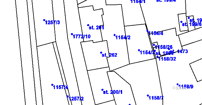 Parcela st. 262 v KÚ Hluboká nad Vltavou, Katastrální mapa