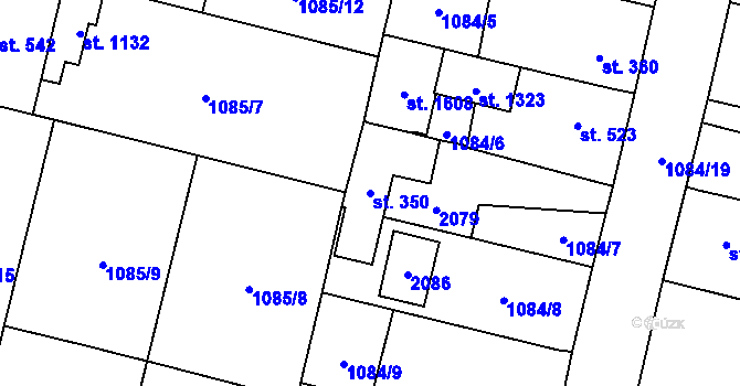 Parcela st. 350 v KÚ Hluboká nad Vltavou, Katastrální mapa