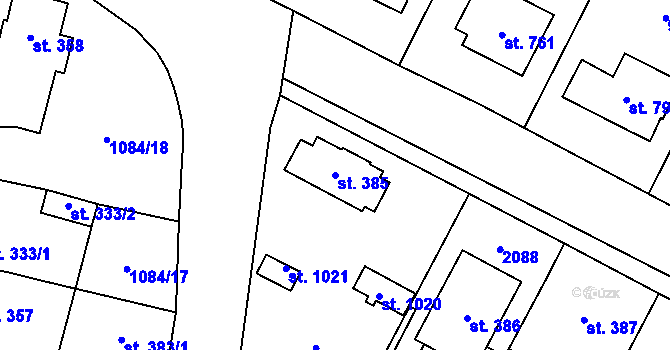 Parcela st. 385 v KÚ Hluboká nad Vltavou, Katastrální mapa