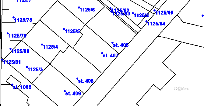 Parcela st. 407 v KÚ Hluboká nad Vltavou, Katastrální mapa