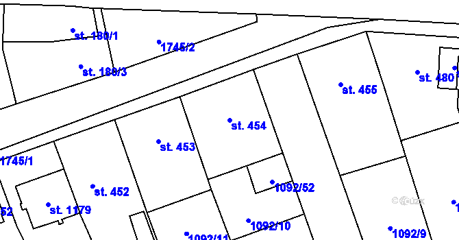 Parcela st. 454 v KÚ Hluboká nad Vltavou, Katastrální mapa