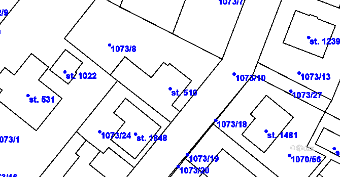 Parcela st. 510 v KÚ Hluboká nad Vltavou, Katastrální mapa