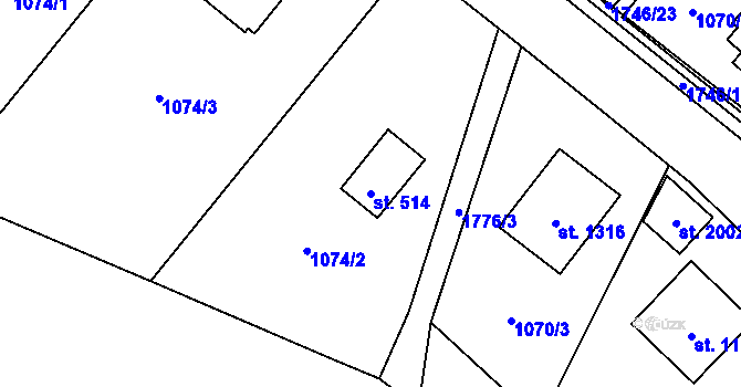 Parcela st. 514 v KÚ Hluboká nad Vltavou, Katastrální mapa