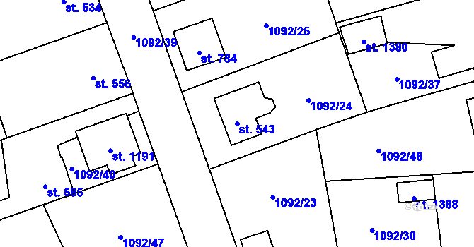 Parcela st. 543 v KÚ Hluboká nad Vltavou, Katastrální mapa