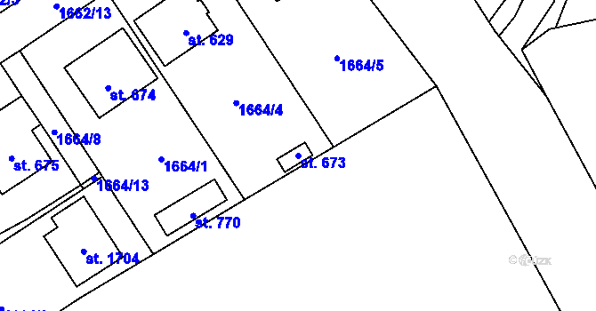Parcela st. 673 v KÚ Hluboká nad Vltavou, Katastrální mapa