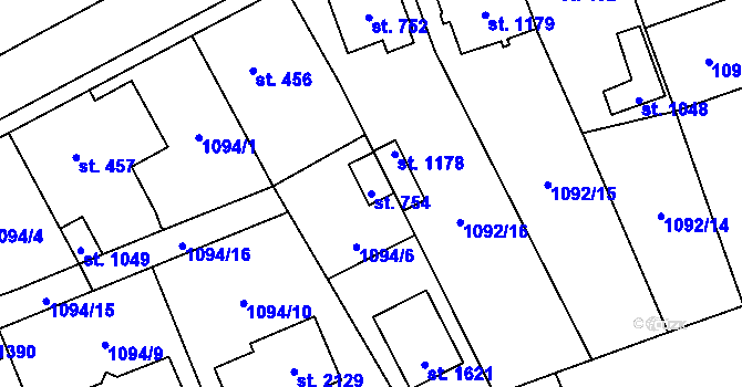Parcela st. 754 v KÚ Hluboká nad Vltavou, Katastrální mapa