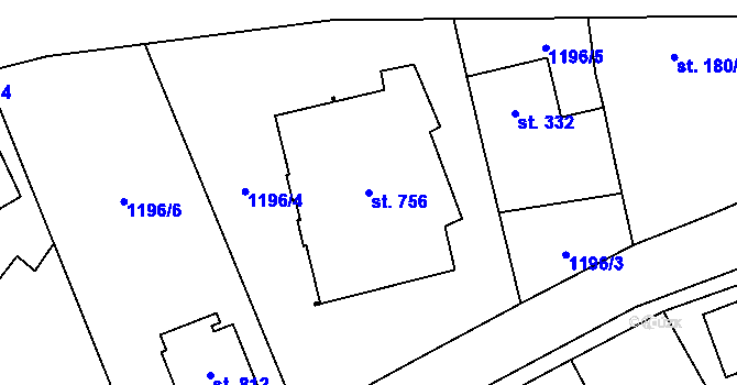 Parcela st. 756 v KÚ Hluboká nad Vltavou, Katastrální mapa