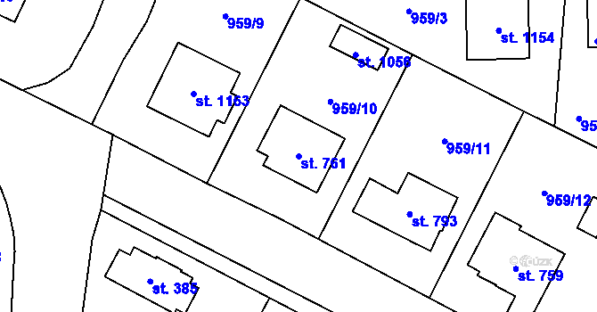 Parcela st. 761 v KÚ Hluboká nad Vltavou, Katastrální mapa