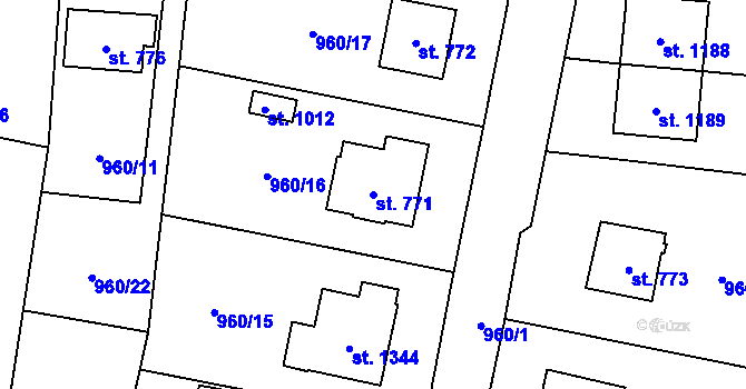 Parcela st. 771 v KÚ Hluboká nad Vltavou, Katastrální mapa