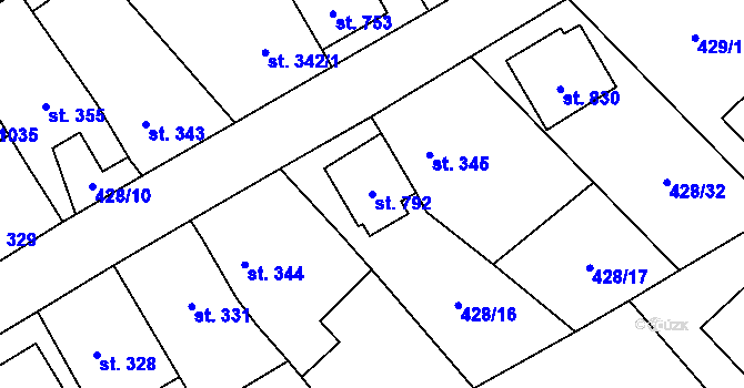 Parcela st. 792 v KÚ Hluboká nad Vltavou, Katastrální mapa