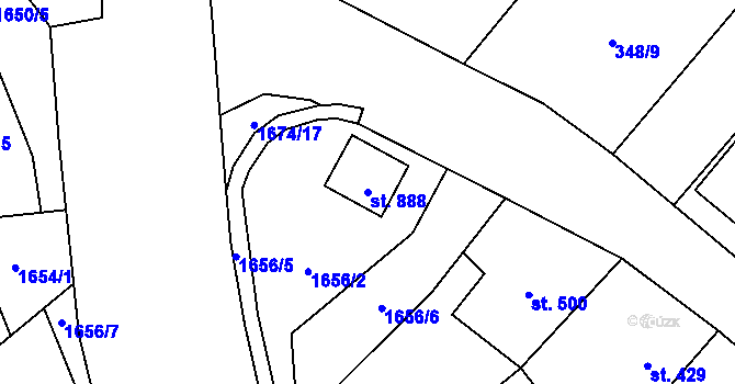 Parcela st. 888 v KÚ Hluboká nad Vltavou, Katastrální mapa
