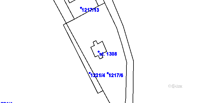 Parcela st. 1308 v KÚ Hluboká nad Vltavou, Katastrální mapa