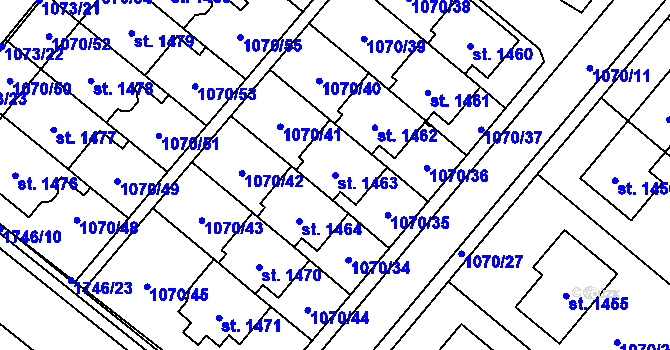 Parcela st. 1463 v KÚ Hluboká nad Vltavou, Katastrální mapa