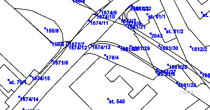 Parcela st. 178/4 v KÚ Hluboká nad Vltavou, Katastrální mapa