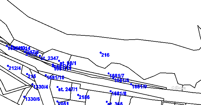 Parcela st. 216 v KÚ Hluboká nad Vltavou, Katastrální mapa