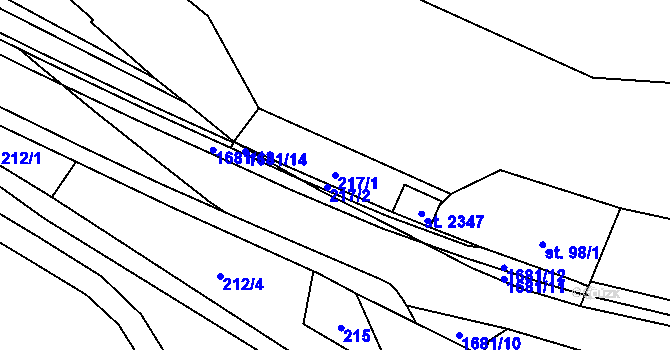Parcela st. 217/1 v KÚ Hluboká nad Vltavou, Katastrální mapa
