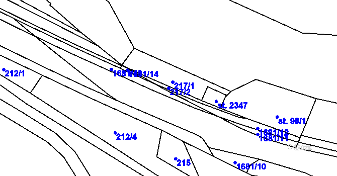 Parcela st. 217/2 v KÚ Hluboká nad Vltavou, Katastrální mapa
