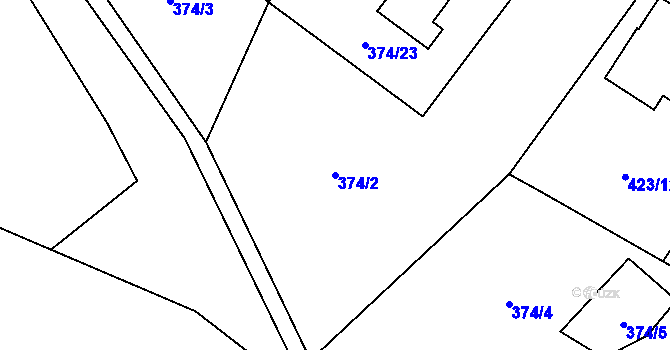 Parcela st. 374/2 v KÚ Hluboká nad Vltavou, Katastrální mapa