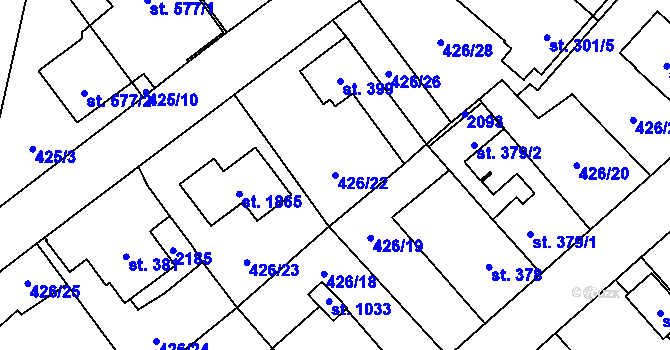 Parcela st. 426/22 v KÚ Hluboká nad Vltavou, Katastrální mapa