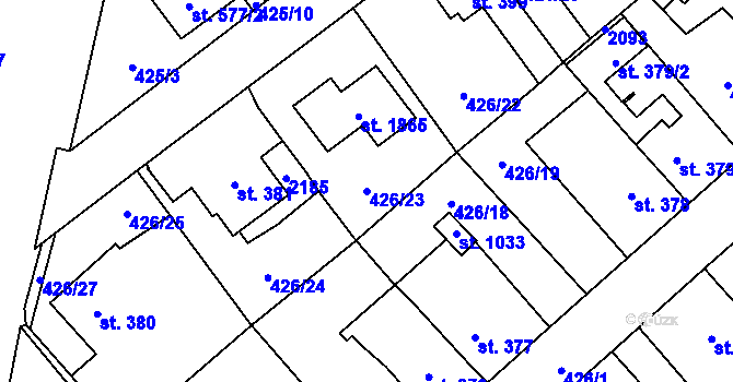 Parcela st. 426/23 v KÚ Hluboká nad Vltavou, Katastrální mapa