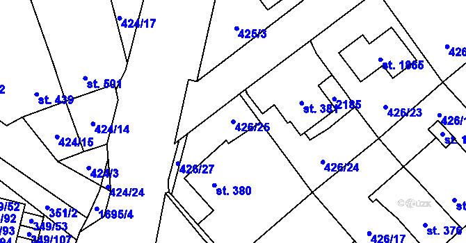 Parcela st. 426/25 v KÚ Hluboká nad Vltavou, Katastrální mapa