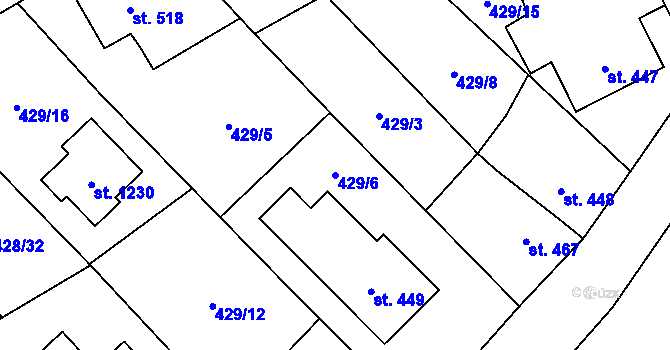 Parcela st. 429/6 v KÚ Hluboká nad Vltavou, Katastrální mapa