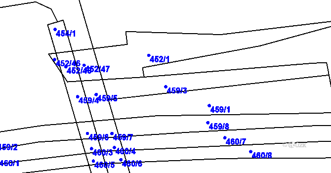 Parcela st. 459/3 v KÚ Hluboká nad Vltavou, Katastrální mapa