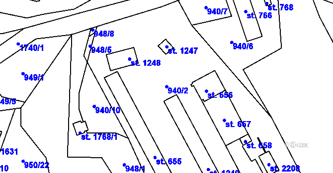 Parcela st. 940/2 v KÚ Hluboká nad Vltavou, Katastrální mapa