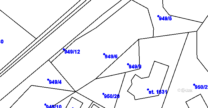 Parcela st. 949/6 v KÚ Hluboká nad Vltavou, Katastrální mapa