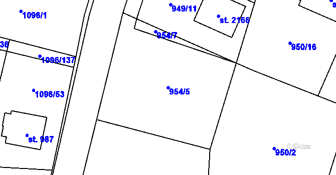 Parcela st. 954/5 v KÚ Hluboká nad Vltavou, Katastrální mapa