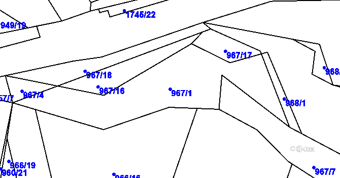 Parcela st. 967/1 v KÚ Hluboká nad Vltavou, Katastrální mapa