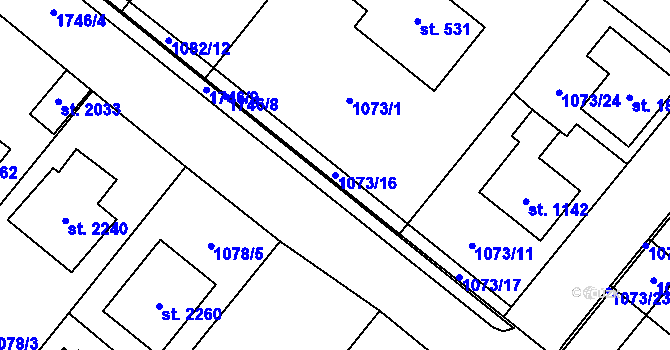 Parcela st. 1073/16 v KÚ Hluboká nad Vltavou, Katastrální mapa