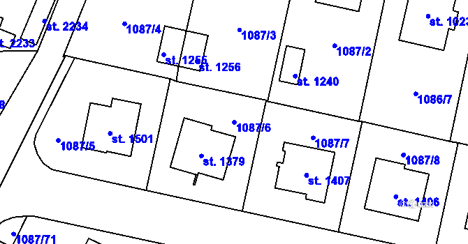 Parcela st. 1087/6 v KÚ Hluboká nad Vltavou, Katastrální mapa