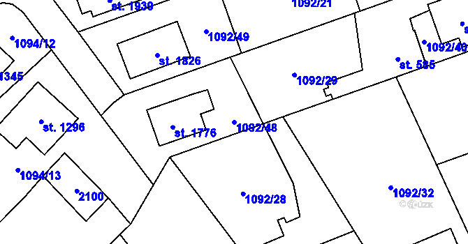 Parcela st. 1092/48 v KÚ Hluboká nad Vltavou, Katastrální mapa