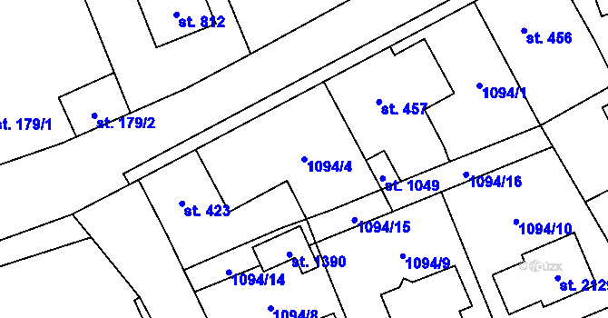 Parcela st. 1094/4 v KÚ Hluboká nad Vltavou, Katastrální mapa