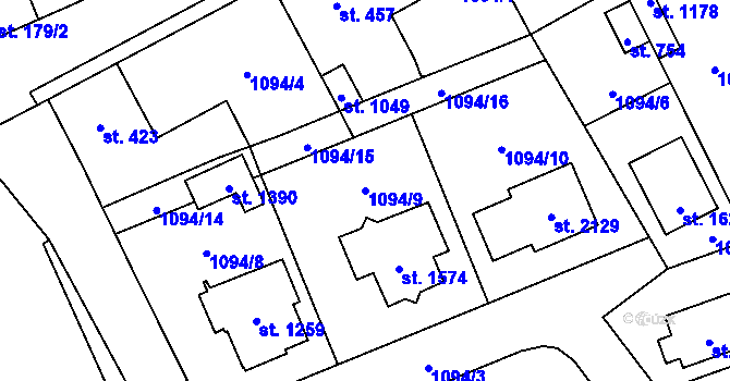 Parcela st. 1094/9 v KÚ Hluboká nad Vltavou, Katastrální mapa