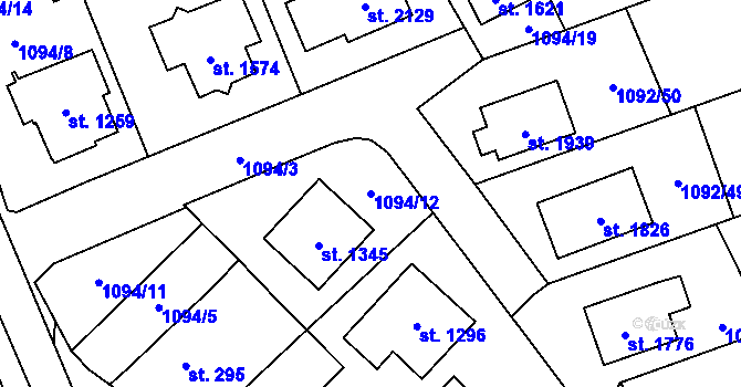 Parcela st. 1094/12 v KÚ Hluboká nad Vltavou, Katastrální mapa