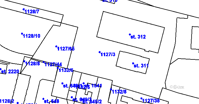 Parcela st. 1127/3 v KÚ Hluboká nad Vltavou, Katastrální mapa