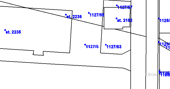Parcela st. 1127/5 v KÚ Hluboká nad Vltavou, Katastrální mapa