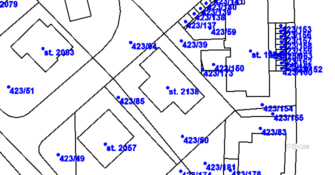 Parcela st. 2138 v KÚ Hluboká nad Vltavou, Katastrální mapa