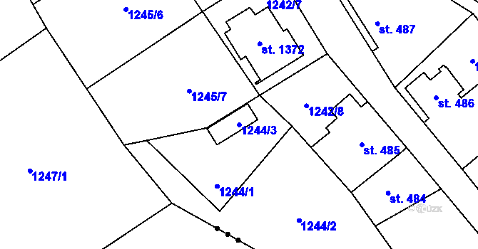 Parcela st. 1244/3 v KÚ Hluboká nad Vltavou, Katastrální mapa