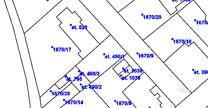Parcela st. 490/1 v KÚ Hluboká nad Vltavou, Katastrální mapa