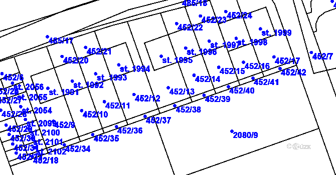 Parcela st. 452/13 v KÚ Hluboká nad Vltavou, Katastrální mapa