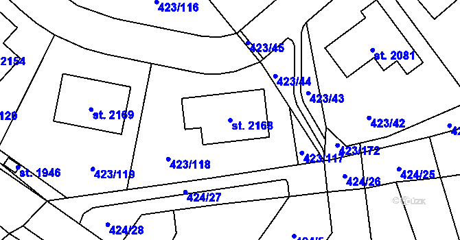 Parcela st. 2168 v KÚ Hluboká nad Vltavou, Katastrální mapa