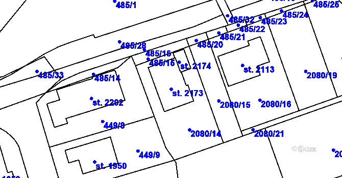 Parcela st. 2173 v KÚ Hluboká nad Vltavou, Katastrální mapa