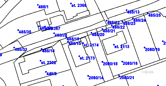 Parcela st. 2174 v KÚ Hluboká nad Vltavou, Katastrální mapa