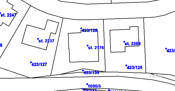 Parcela st. 2176 v KÚ Hluboká nad Vltavou, Katastrální mapa